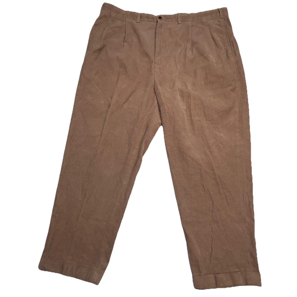 Vintage Polo Ralph Lauren 48B Corduroy Pleated Pants Tan Cuffed Hem 30 Inseam